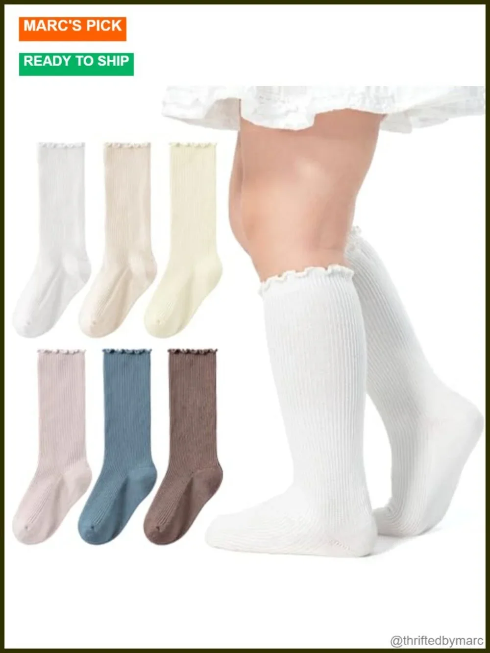 6 Pairs Baby Knee High Socks Soft Elastic Ruffled Tube Socks Infant Toddler Girl
